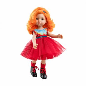 Кукла Сусана в платье с красной пышной юбкой, 32 см